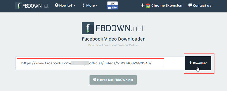 Dán đường link vào ô trống trên fbdown.net và nhấn vào Download